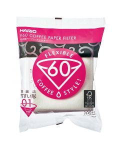 Buy Hario V60 Coffee Paper Filters Size 01 White (Pack of 100) online